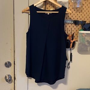 Joan Cass medium flowy dress shirt, dk navy